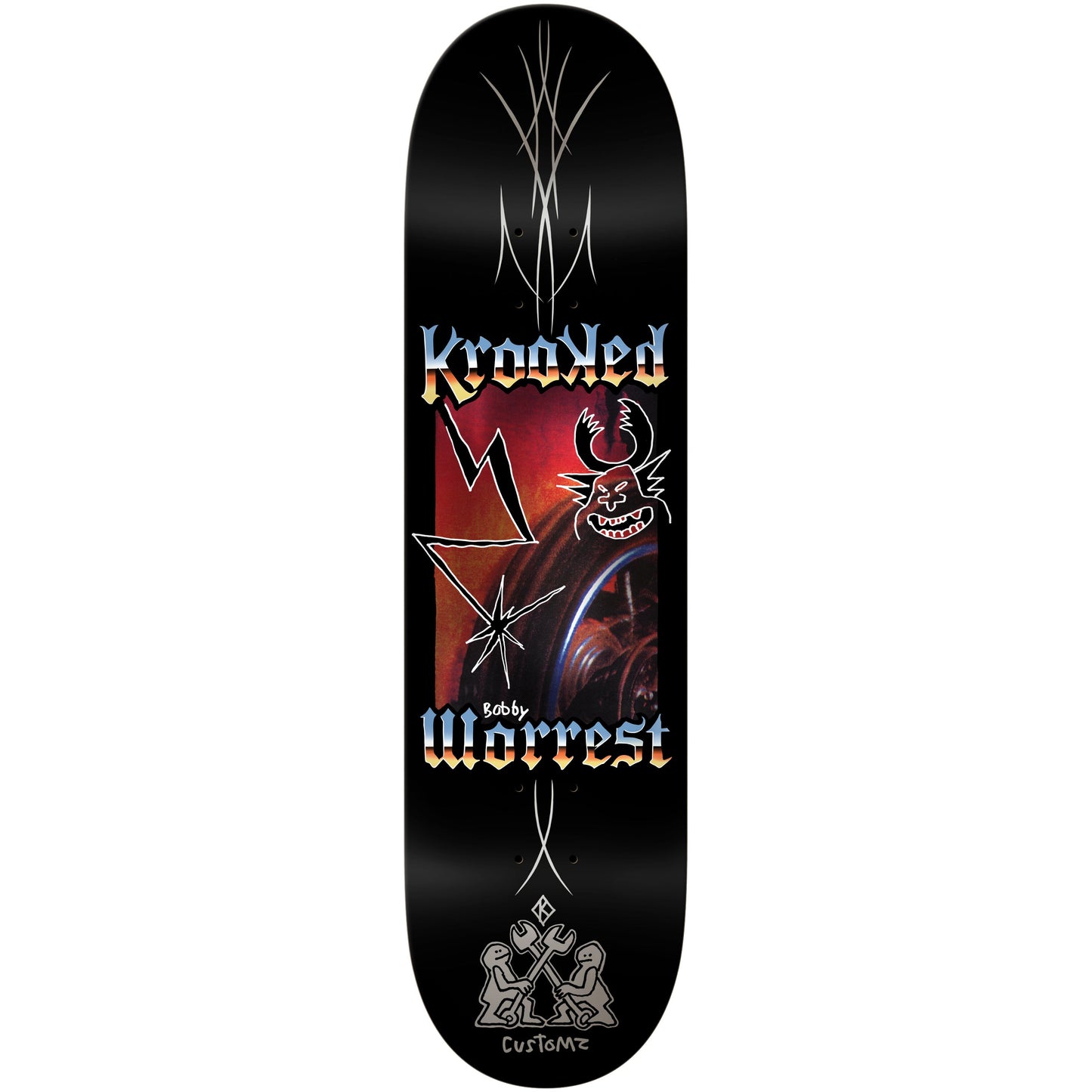 Krooked Skateboard Deck Worrest Chrome Zone Twin Tail 8.3" x 31.9"