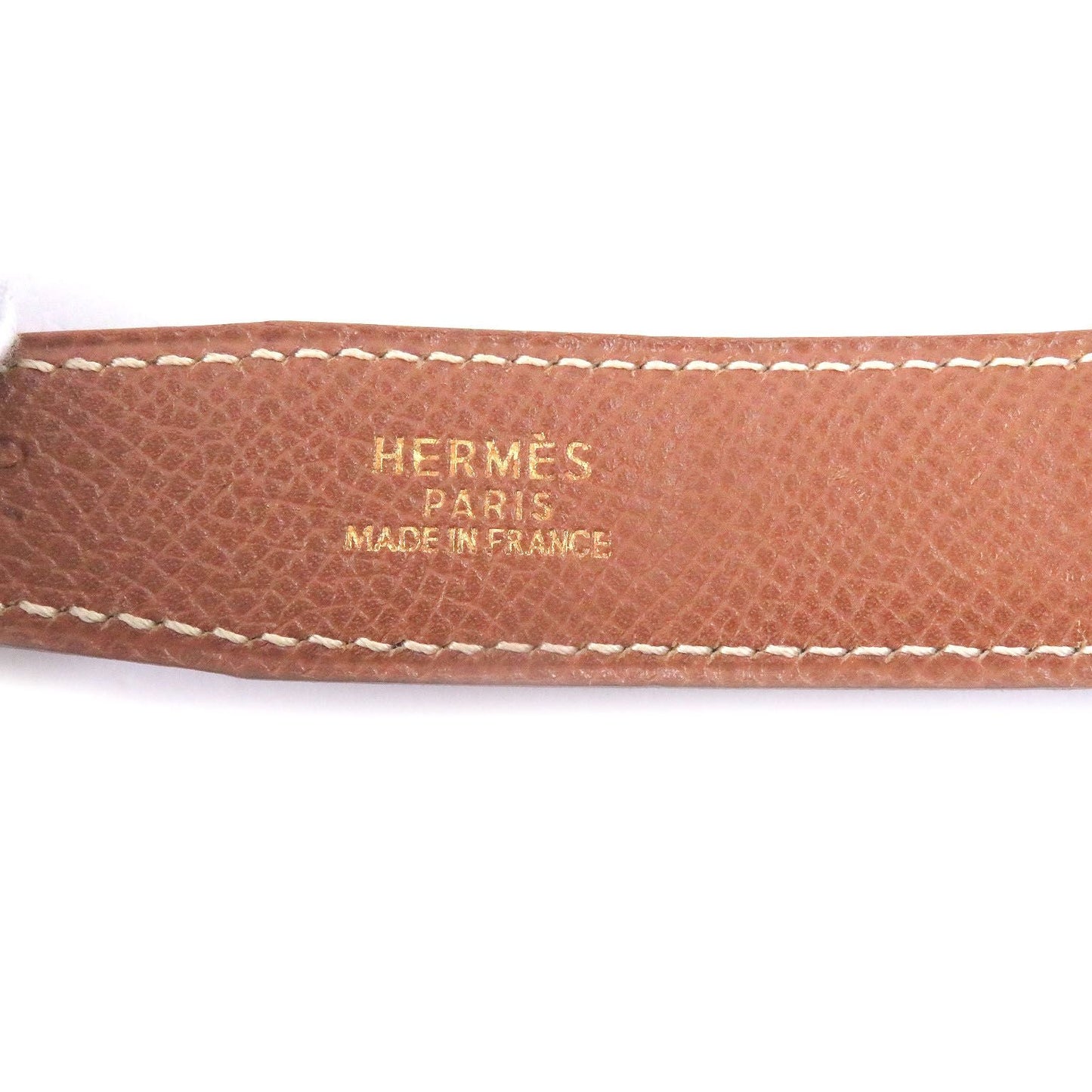 Hermes Vintage Martin Margiela Era Logo Gold Buckle Leather Belt Dark Brown 70