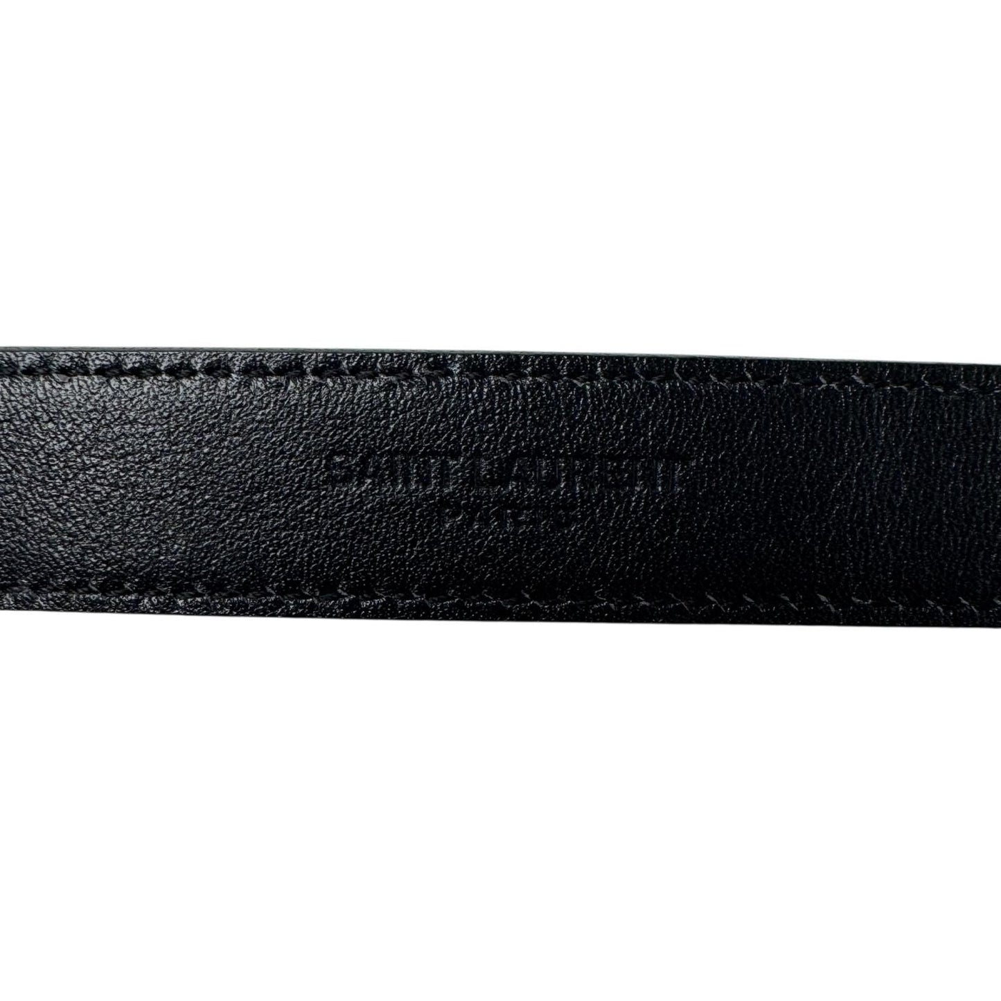 Saint Laurent YSL Yves Push Pin Buckle Belt 100 Shiny Leather