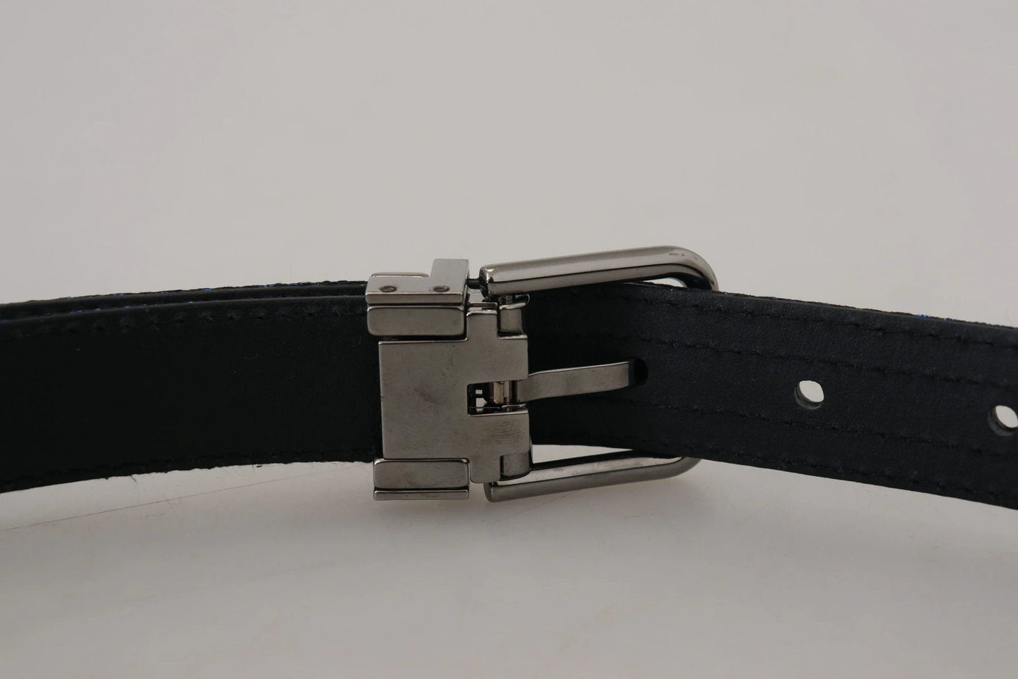 Dolce & Gabbana Blue Jacquard Stripe Silver Buckle Belt