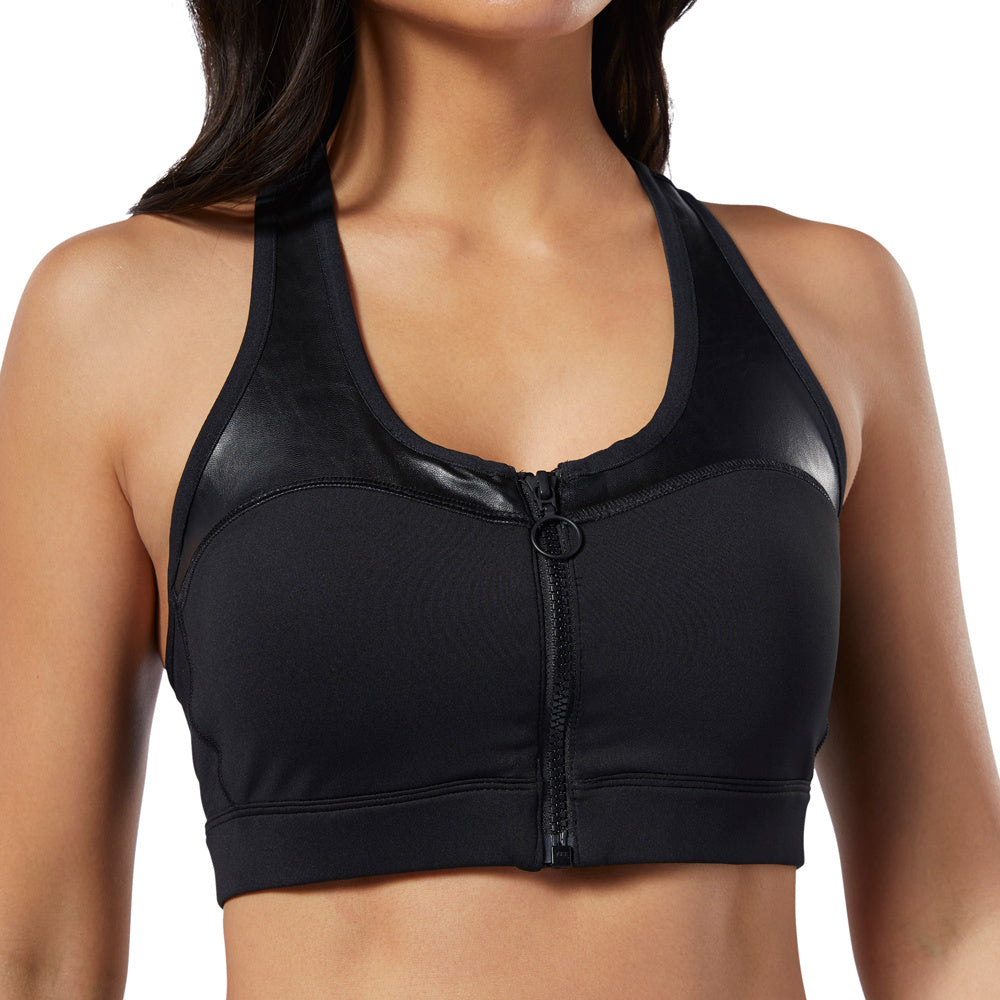 WOMEN'S REEBOK STUDIO CARDIO ZIP MEDIUM-IMPACT BRA