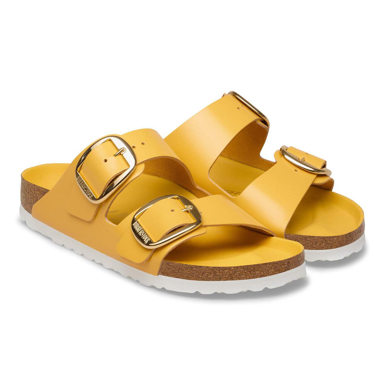 Women's Arizona Big Buckle Natural Leather Patent High-Shine Ochre