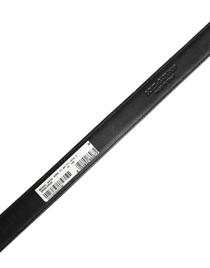 Dolce & Gabbana Men Black Viscose Leather Metal Buckle Belt