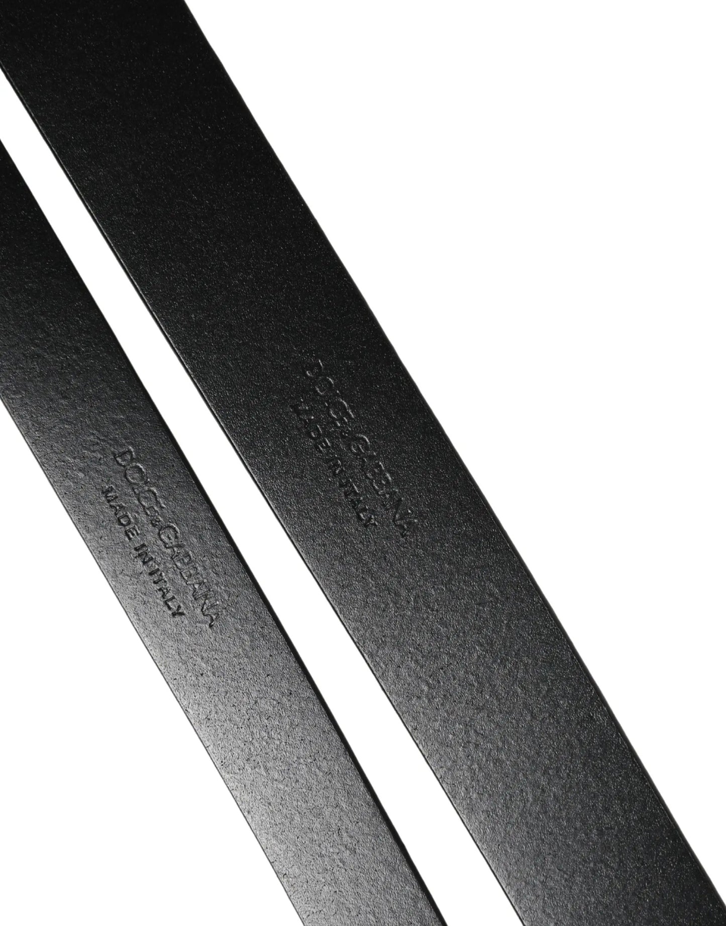 Dolce & Gabbana Black Double Strap Leather Silver Buckle Belt