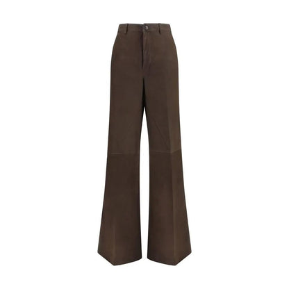 Rick Owens Brown Calf Leather Bos Taurus Casual Pants