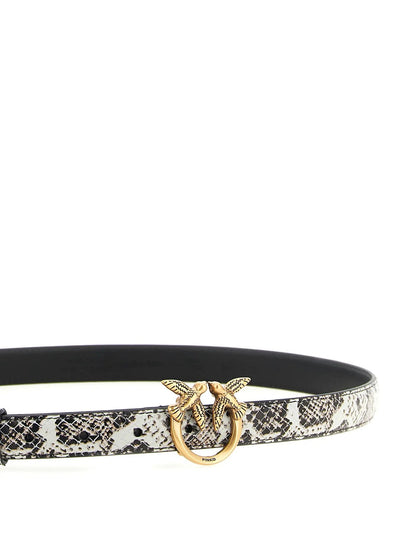 PINKO Gray Calfskin Thin Belt