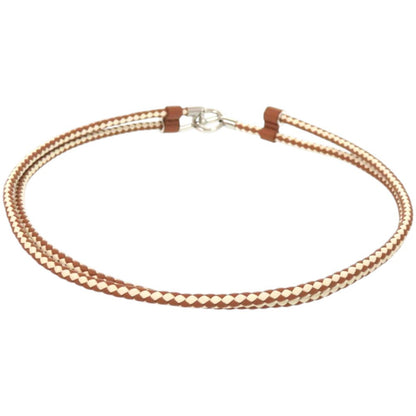Hermes Glenan Leather Metal Brown White