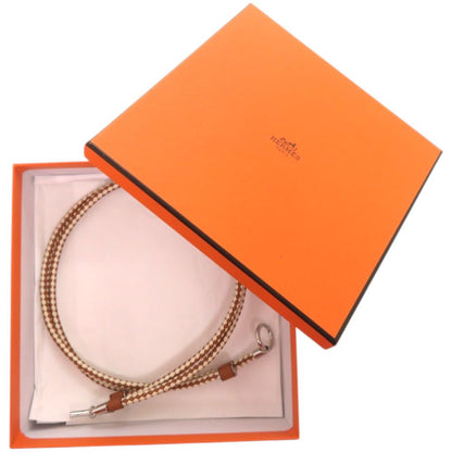 Hermes Glenan Leather Metal Brown White