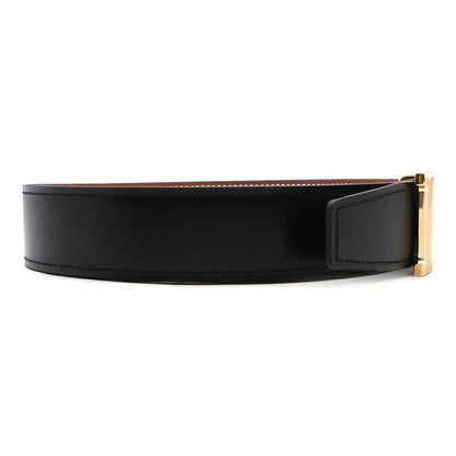 Hermes Belt Buckle Leather 95 Black Gold