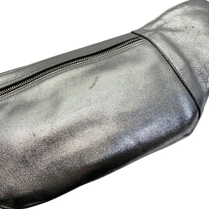Saint Laurent Belt Bag Logo Leather Metallic Silver Paris Sophistication
