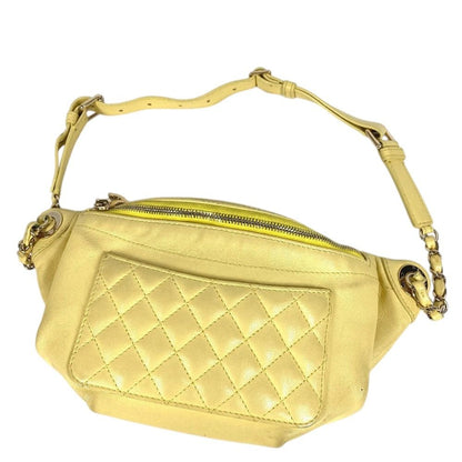 Chanel Belt Bag CC Logo Leather Yellow