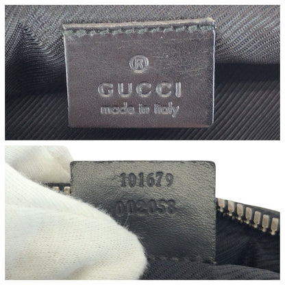 Gucci Black Silver GG Canvas Leather Belt Bag