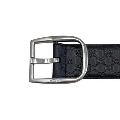 Gucci Belt Micro Guccissima Leather Logo Black Silver