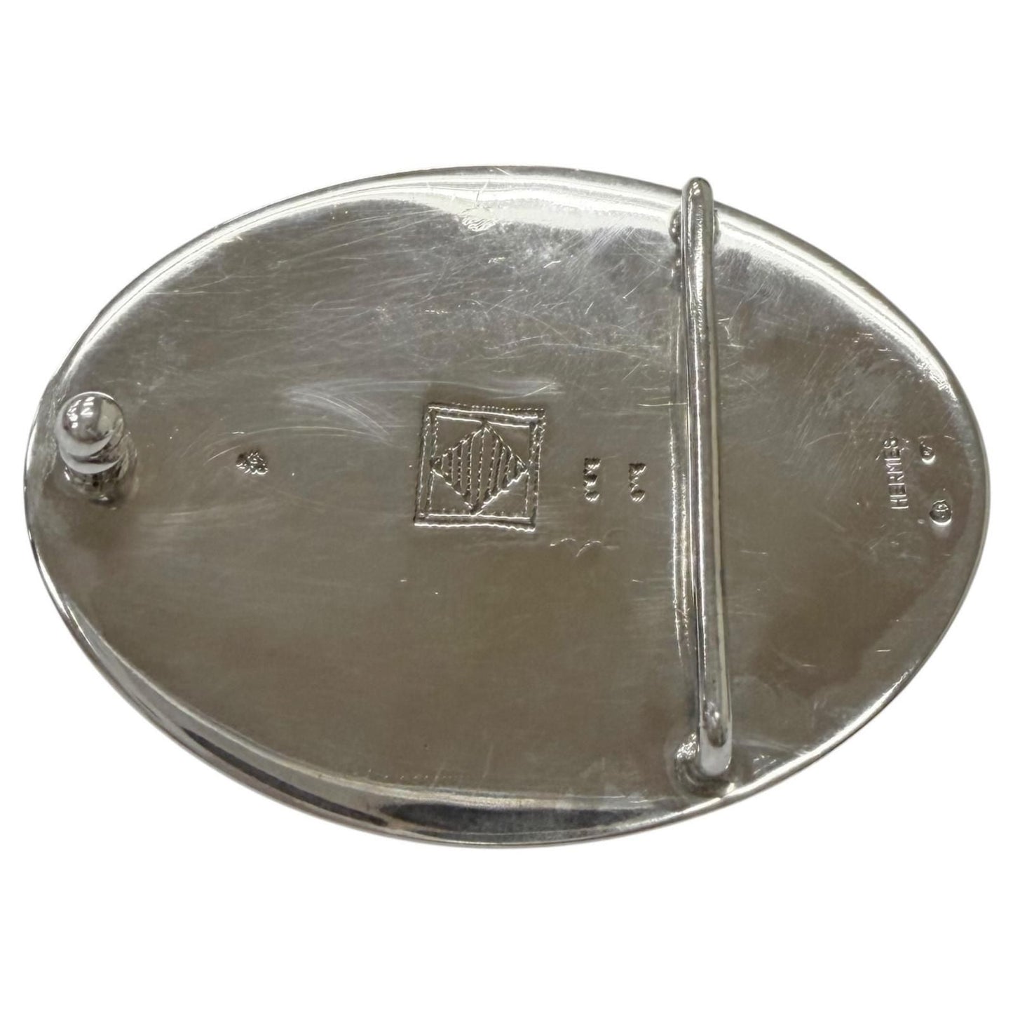 Hermes Toareg Silver Buckle Leather Belt Black 75