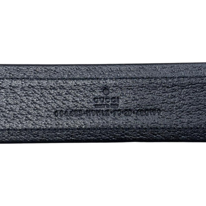 Gucci Belt Jumbo GG Nylon Leather Black Silver