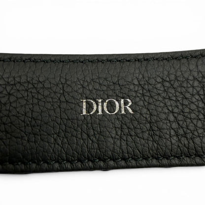 Dior Homme Canvas Leather Oblique Pin Buckle Belt Black Silver