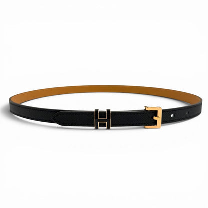 Hermes Pop 15 Black Veau Epsom Golden Rose Belt 75