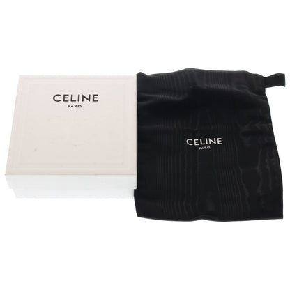 Celine Triomphe Buckle Leather Belt Silver Brown