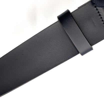 Gucci Interlocking Buckle Leather Black Belt Silver