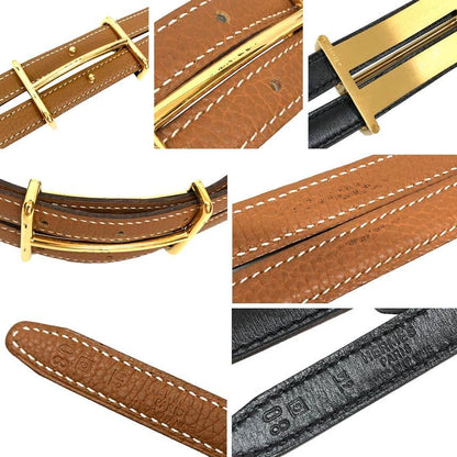 Hermes Belt Double Strand Thin Reversible 80 Camel Black Gold