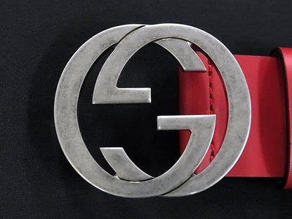 Gucci Interlocking Leather Silver 95 38 Red Belt