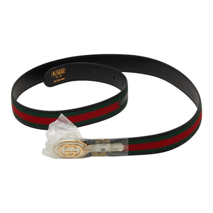Gucci Sherry Line GG Logo Buckle Belt Black Green Red Leather
