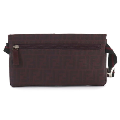 Fendi Zucca Belt Bag Leather Bordeaux Silver