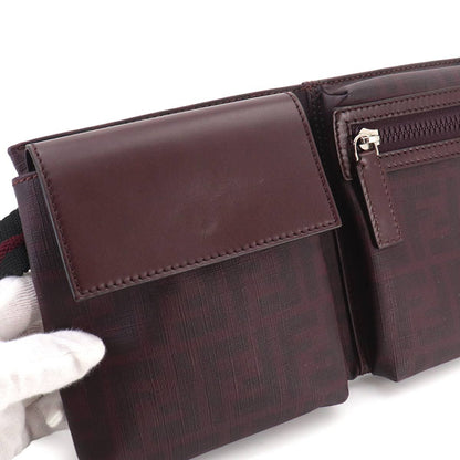 Fendi Zucca Belt Bag Leather Bordeaux Silver
