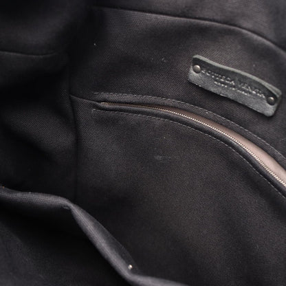 Bottega Veneta Backpack Intrecciato Black Gray White Canvas Leather