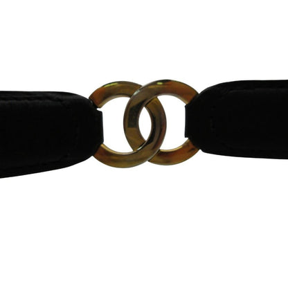 Chanel Belt CC Logo Cowhide Calf Leather Black Gold 65 26 Inch