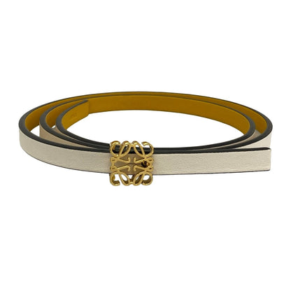 Loewe Belt White Dark Yellow Gold Reversible Anagram Leather