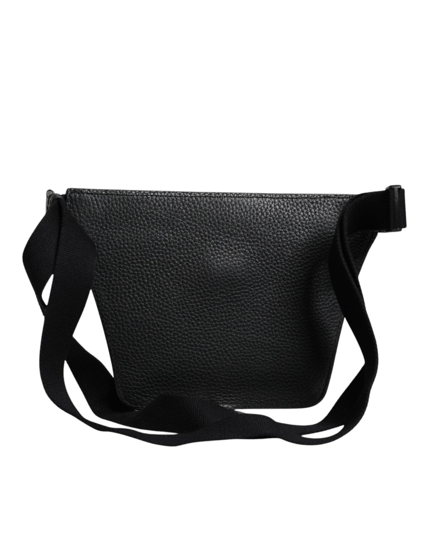 Dolce & Gabbana Black Calfskin Logo Plaque Belt Waist Men Fanny Pack Bag