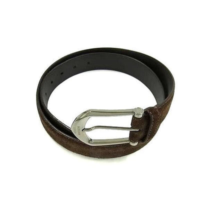 Louis Vuitton Belt Ceinture Riveted M6836 U Brown Suede Leather Silver
