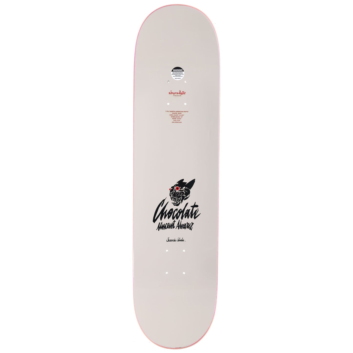 Chocolate Skateboard Deck Alvarez Swanksi Panther Twin 8.5" x 31.875"
