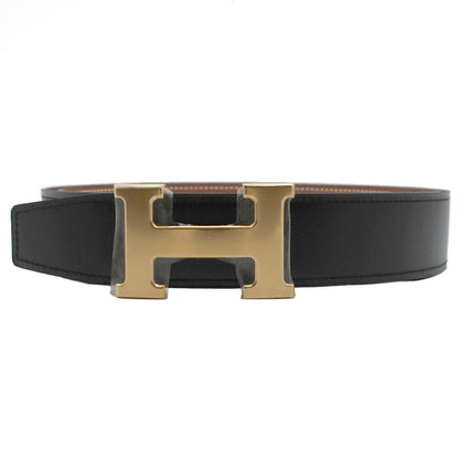 Hermes Belt Buckle Leather 95 Black Gold