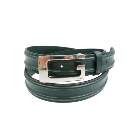 Gucci G Buckle Size 95 Leather Green Belt 0368