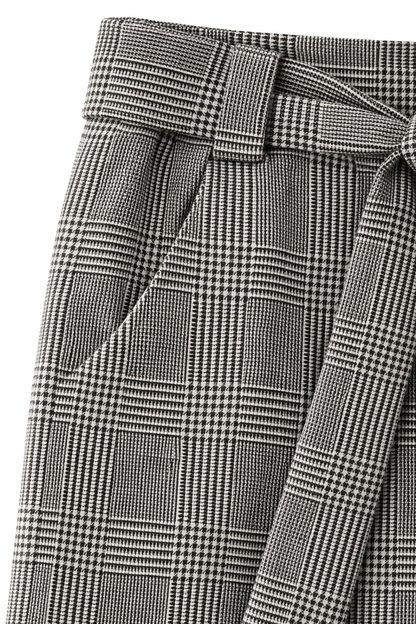 ETRO Glen Plaid Mini Skirt with Self-Tie Belt