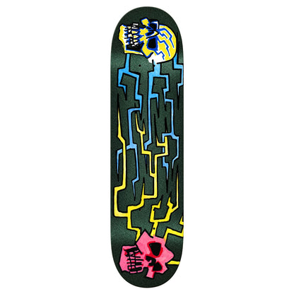 Krooked Skateboard Deck Worrest Skull and Bolts Twin Tail Slick 8.3" x 31.9"