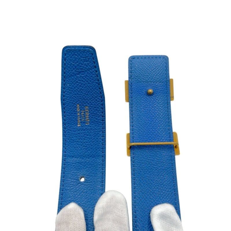 Hermes Constance H Buckle Reversible Belt Black Blue Gold Hardware
