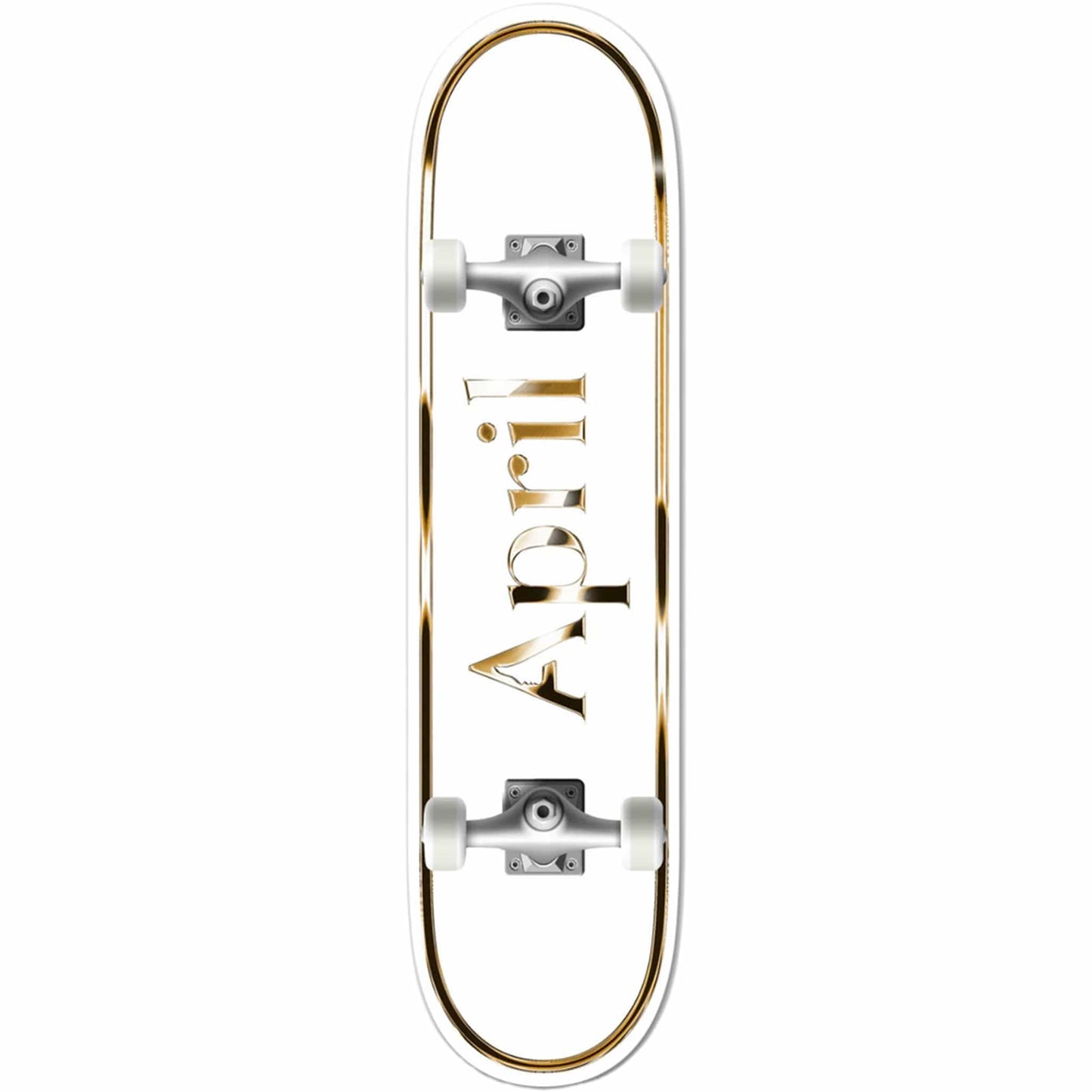 April OG Logo Golden White Skateboard Complete 8.25"
