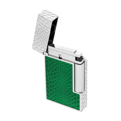 S.T. DUPONT Ligne 2 Guilloche Lacquer Snake Skin Green Palladium Lighter/Briquet C16078