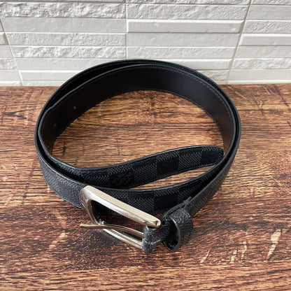 Louis Vuitton Damier Graphite Belt Ceinture Silver